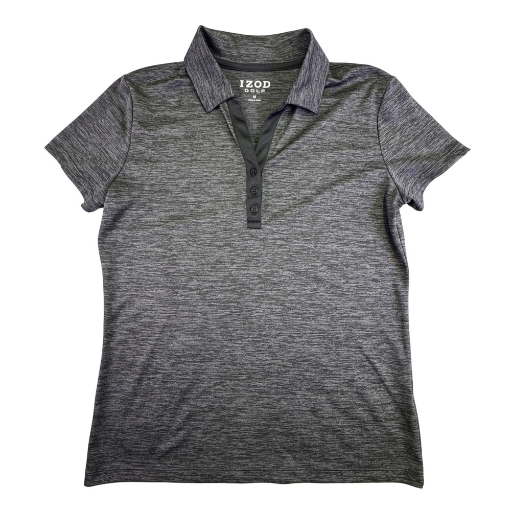 IZOD Golf Polo Shirt Women's M Gray Heather Performance Polyester Short Sleeve